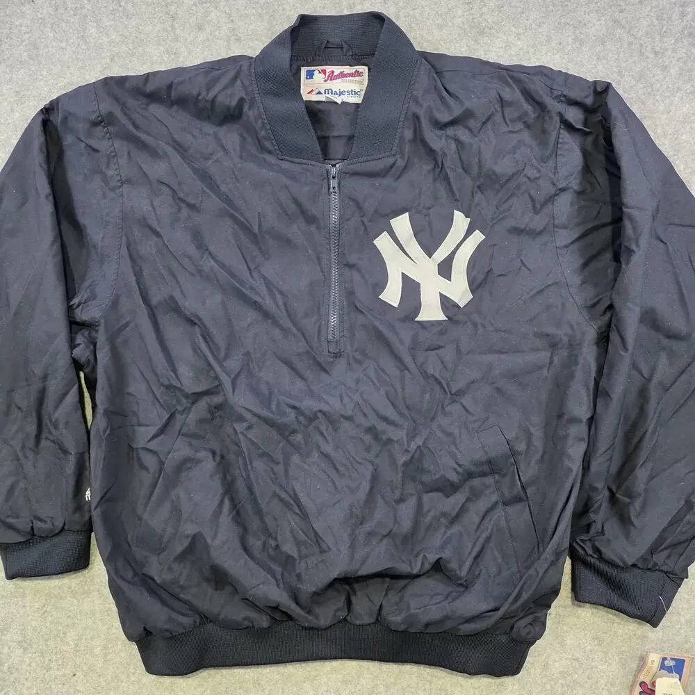 VTG New York Yankees Jacket Mens XL MLB‎ Baseball Pullover Windbreaker Majestic